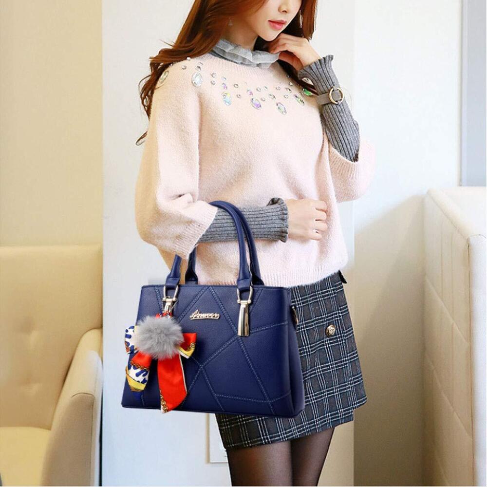 2164 Leather Handbags Purses Top-handle Totes Satchel Shoulder Bag - Picture 3 of 7